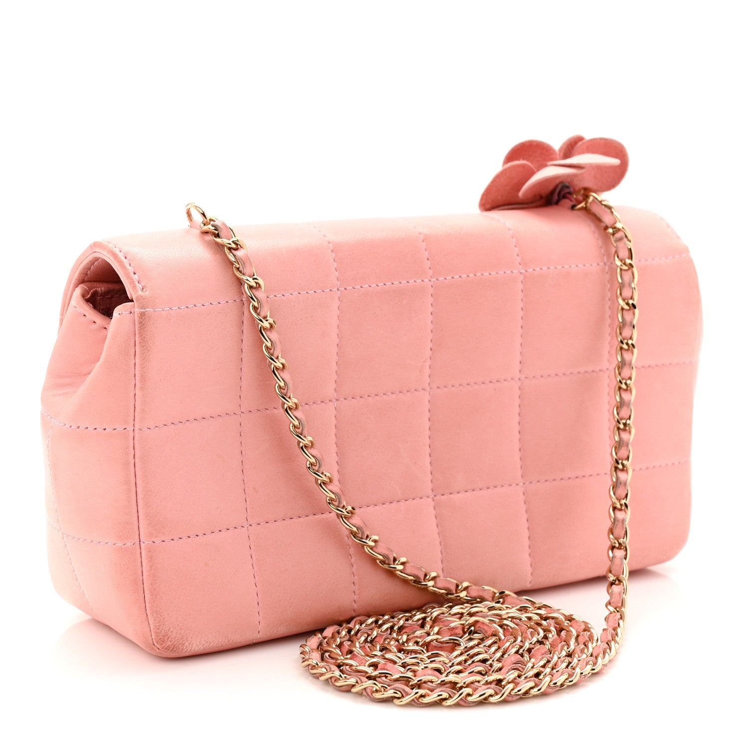 Chanel Lambskin Quilted Mini Chocolate Bar Camellia Flap Pink 3 of 11