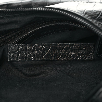 Balenciaga Extra Supple Calfskin Crocodile Embossed Monochrome Small Le Cagole Shoulder Bag Black 8 of 10