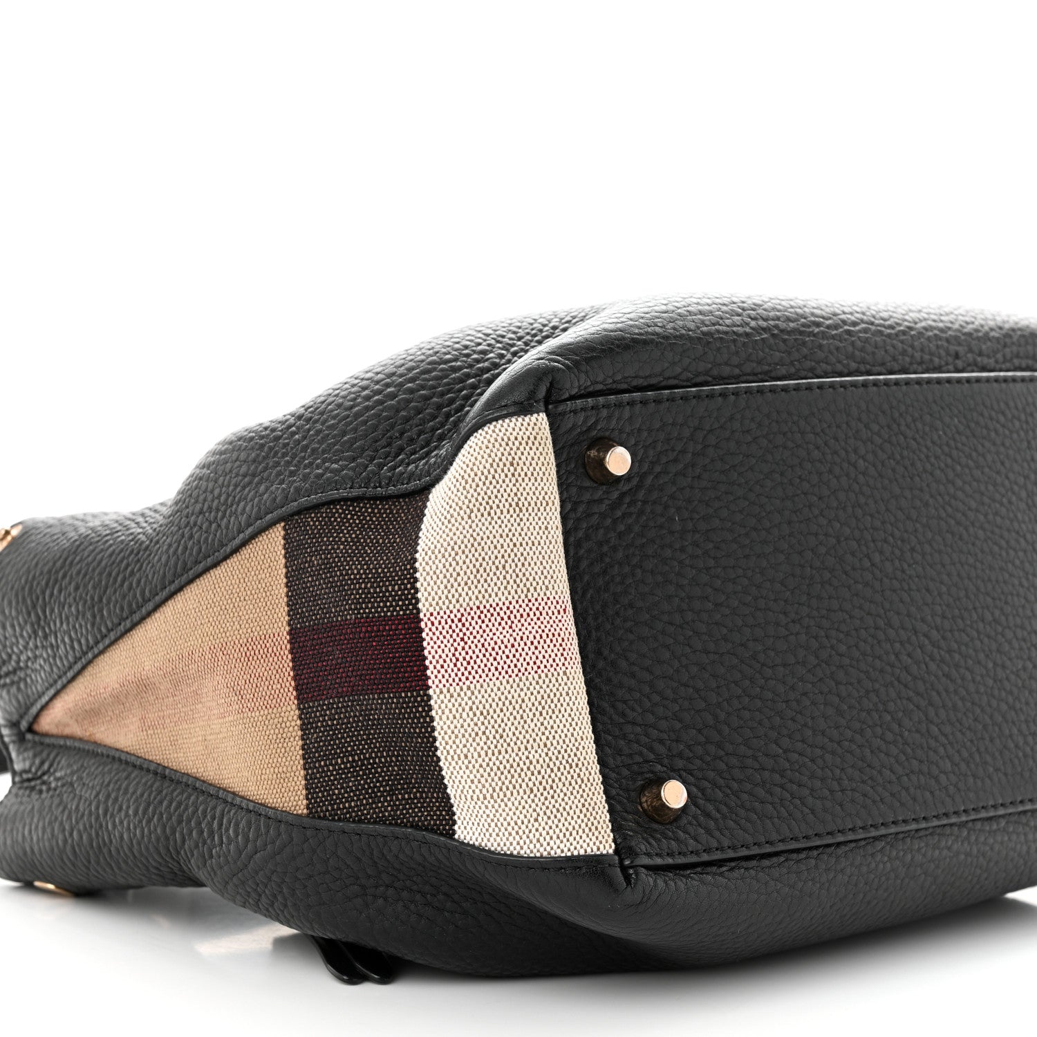 Burberry Grainy Calfskin House Check Small Maidstone Black 10 of 16