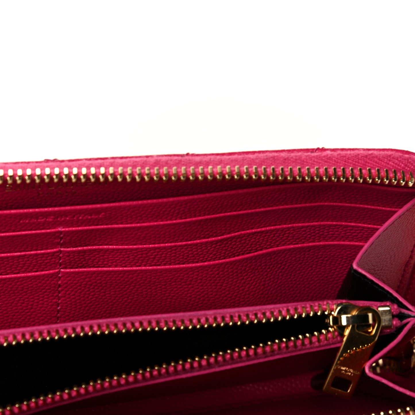 Grain De Poudre Matelasse Chevron Monogram Zip Around Wallet Fuchsia