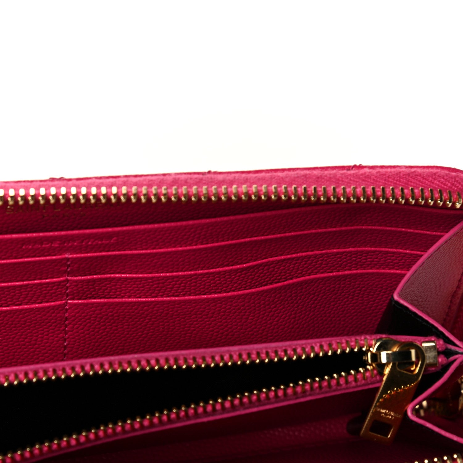 Saint Laurent Grain De Poudre Matelasse Chevron Monogram Zip Around Wallet Fuchsia 6 of 8