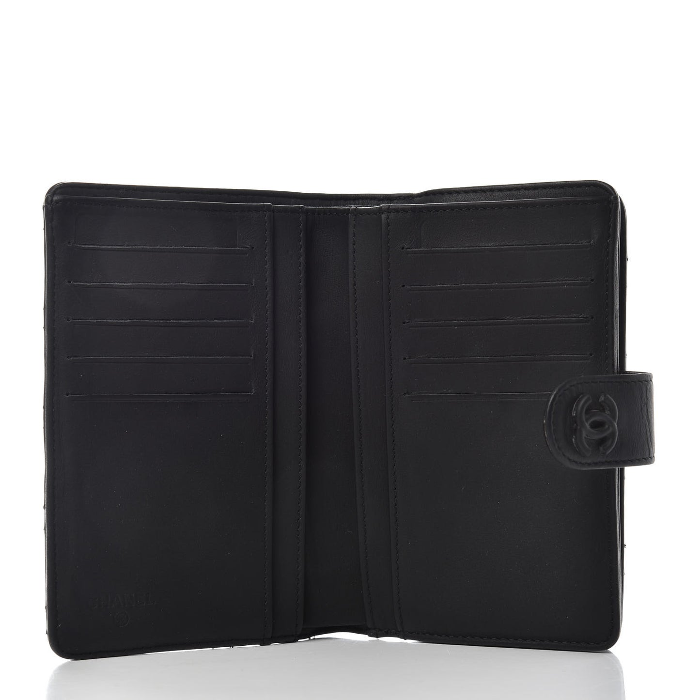 Lambskin Quilted Zipped Pocket Wallet Black