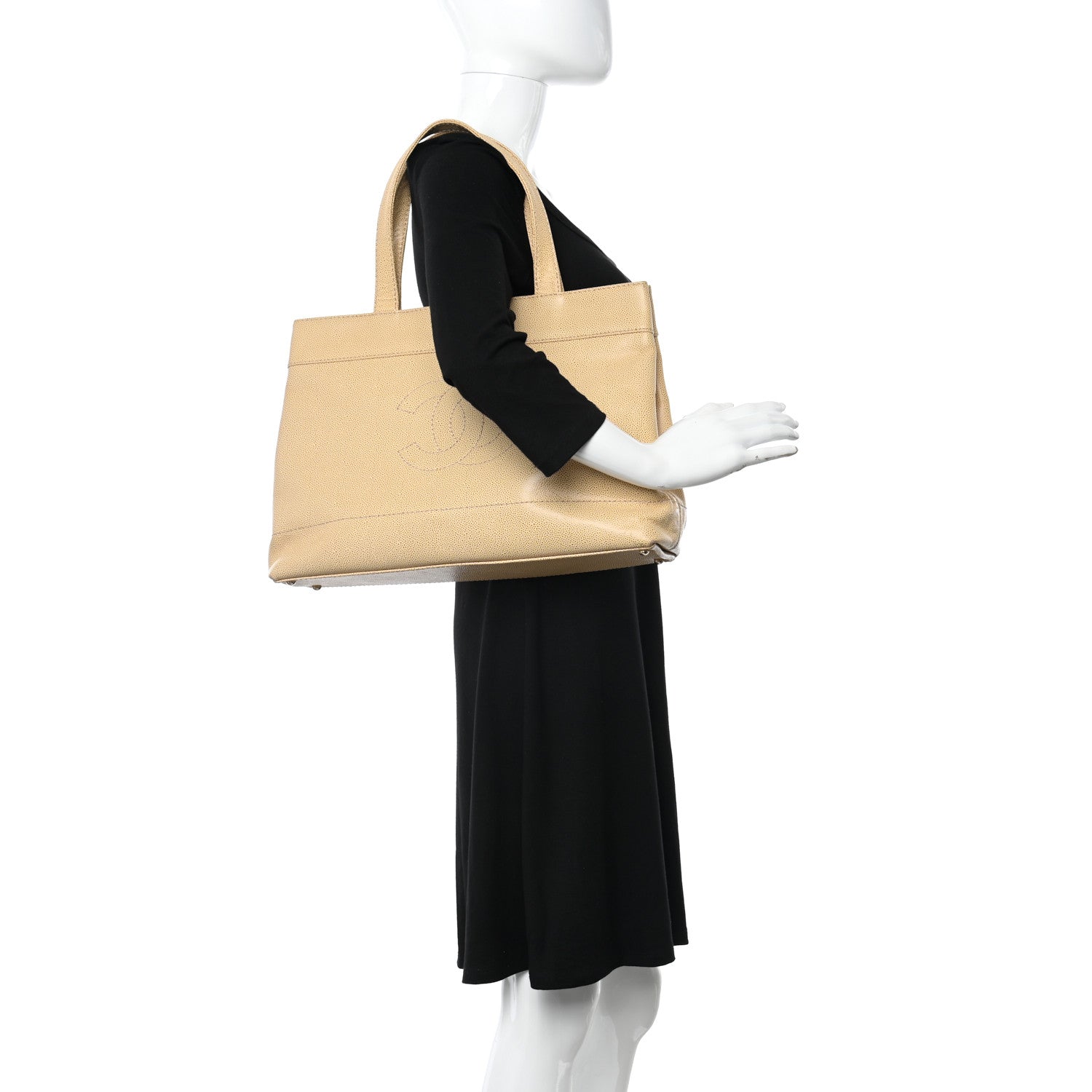 Chanel Caviar CC Tote Beige 3 of 10