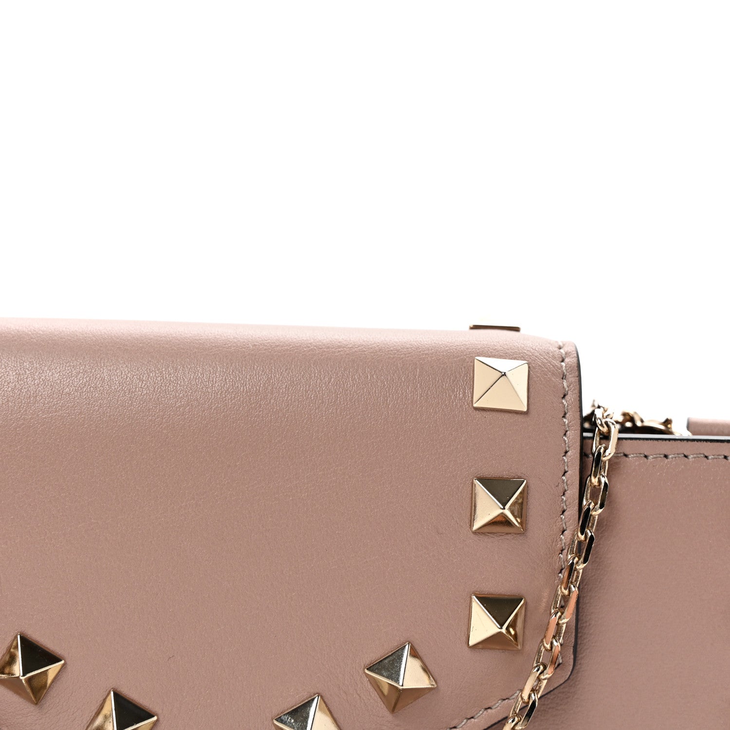 Valentino Garavani Calfskin Rockstud Phone Case With Chain Poudre 8 of 10