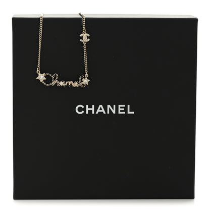 Chanel Metal Crystal Logo Star Necklace Gold 6 of 6