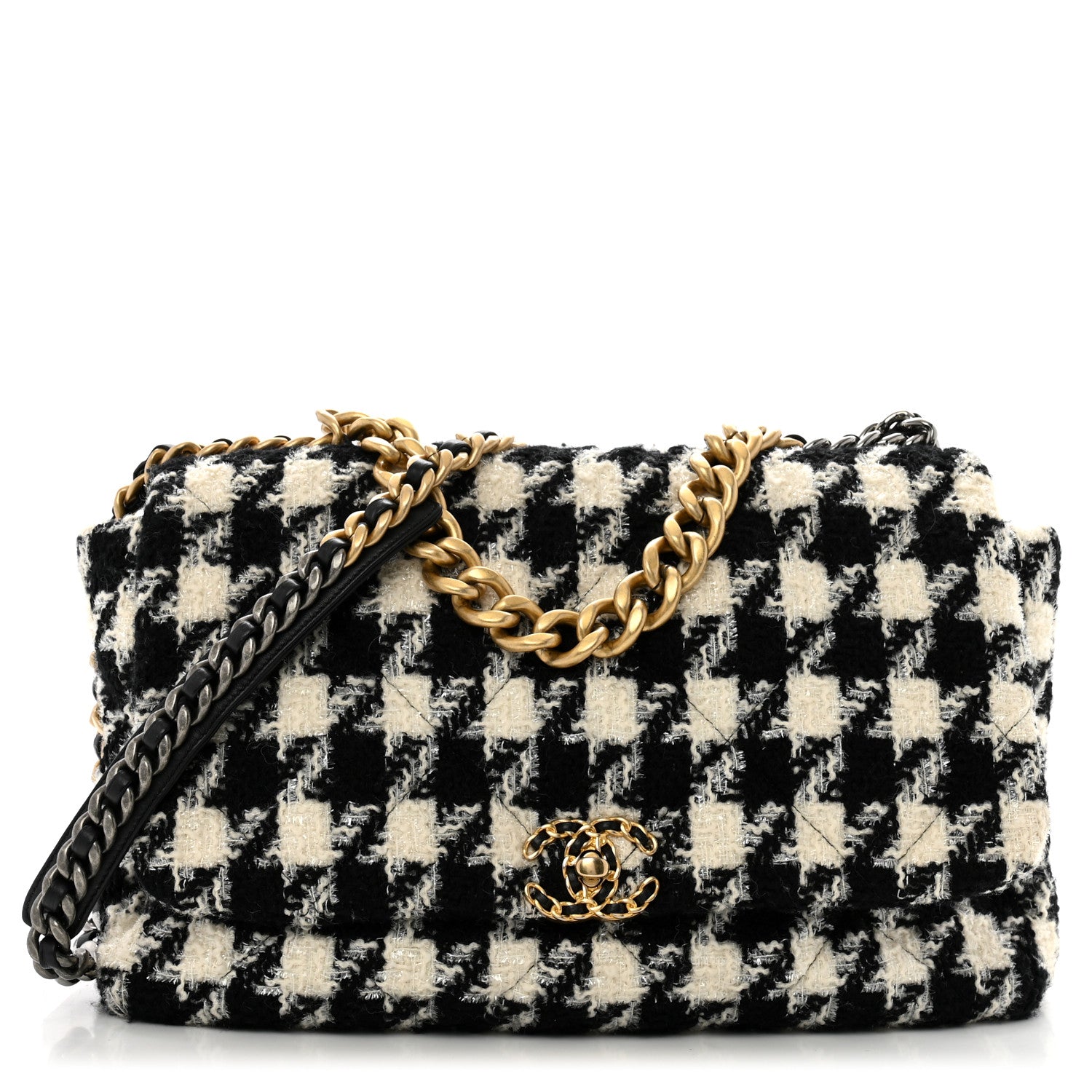 Chanel Tweed Maxi Chanel 19 Flap Beige Black 1 of 12