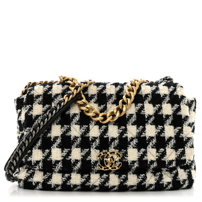 Chanel Tweed Maxi Chanel 19 Flap Beige Black 1 of 12