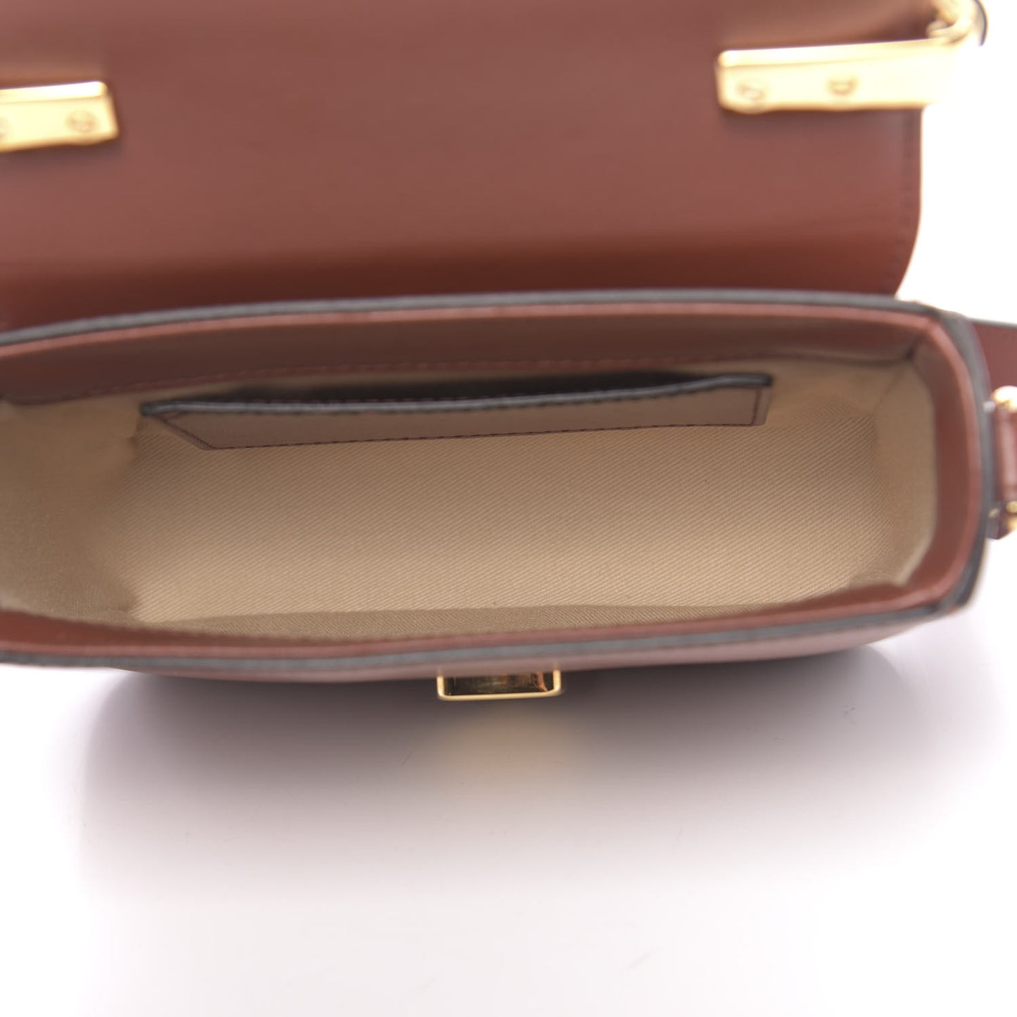 Shiny Calfskin Suede Mini C Bag Sepia Brown