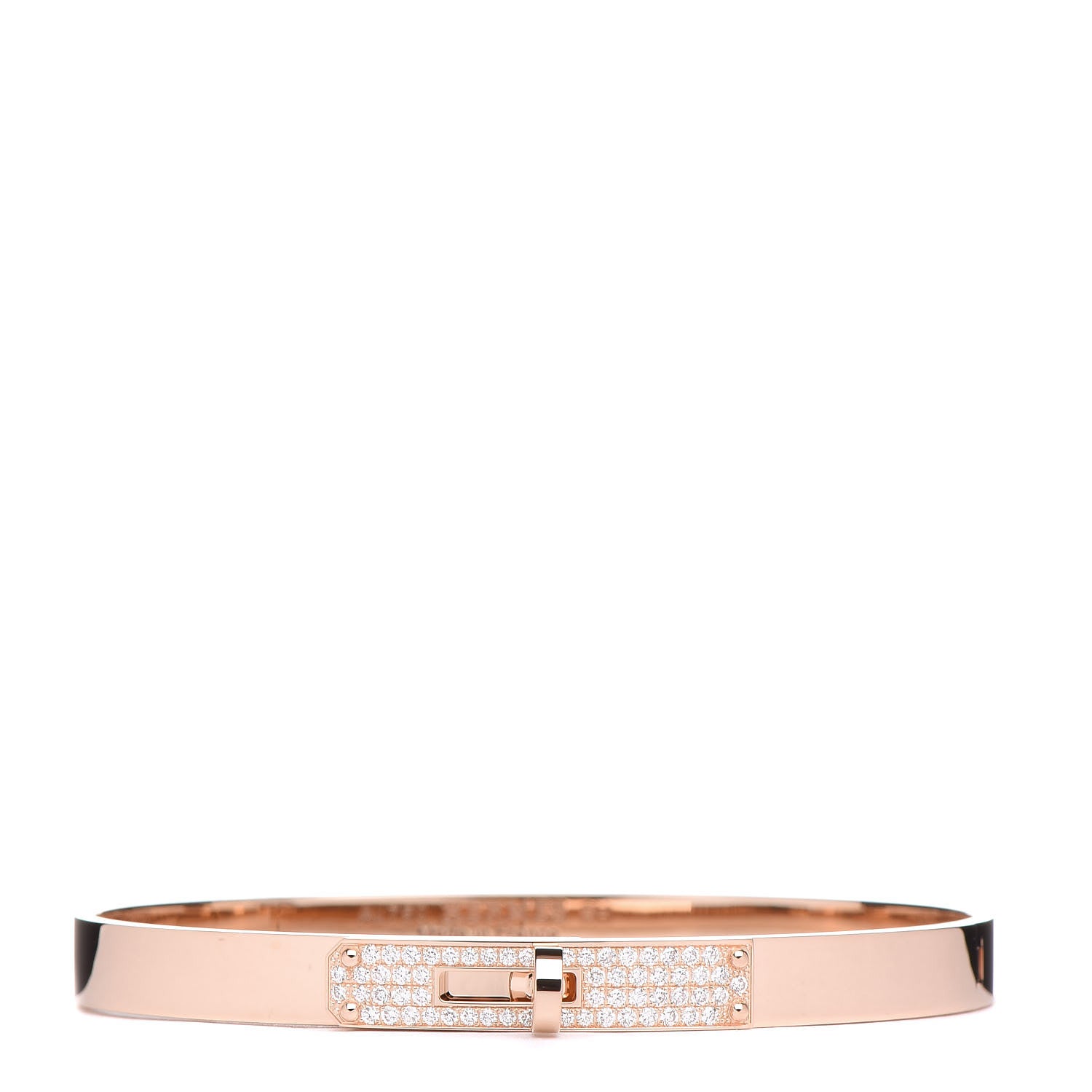 Hermes 18K Rose Gold Diamond PM Kelly Pave Bracelet SH 1 of 4