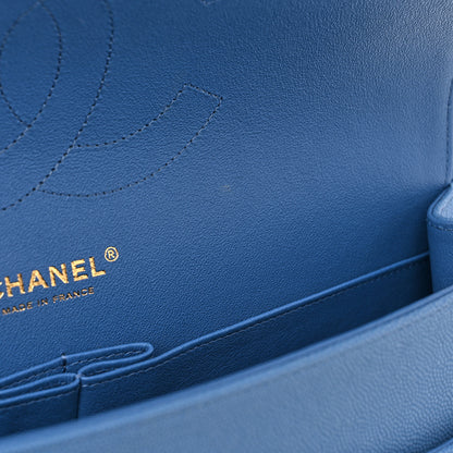 Chanel Caviar Flat Chevron Quilted Jumbo Double Flap Blue 12 of 14