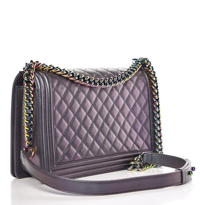 Chanel Iridescent Goatskin Quilted New Medium Boy Flap Purple 3 of 10