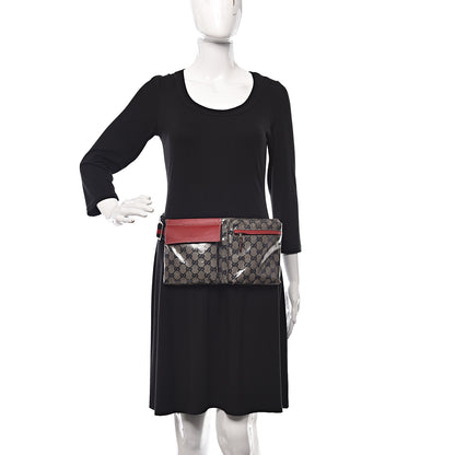 Gucci Crystal Monogram Web Double Pocket Belt Bag Navy Red 2 of 10