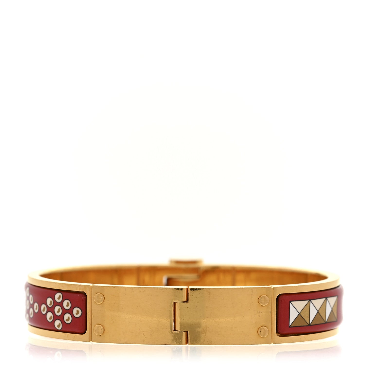Hermes Enamel Printed Narrow Colliers De Chiens Hinged Bracelet M