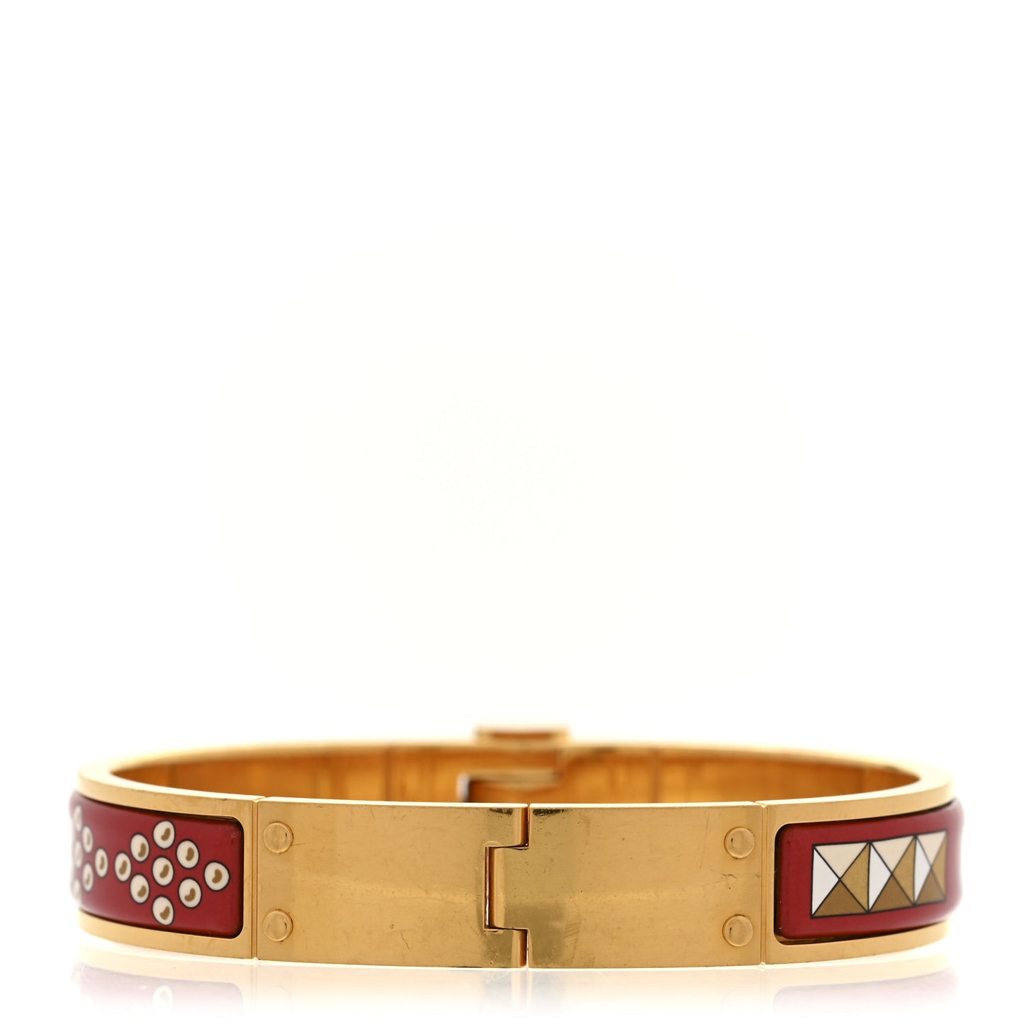 Enamel Printed Narrow Colliers De Chiens Hinged Bracelet M La Vie En Rouge