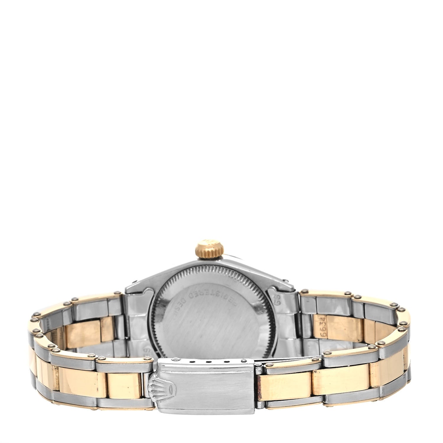 Rolex Stainless Steel 18K Yellow Gold 24mm Oyster Perpetual Date Watch Champagne 6617 4 of 5