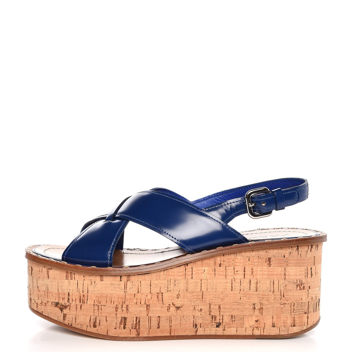 Vernice Cork Crisscross Platform 60mm Sandals 40.5 Cobalto
