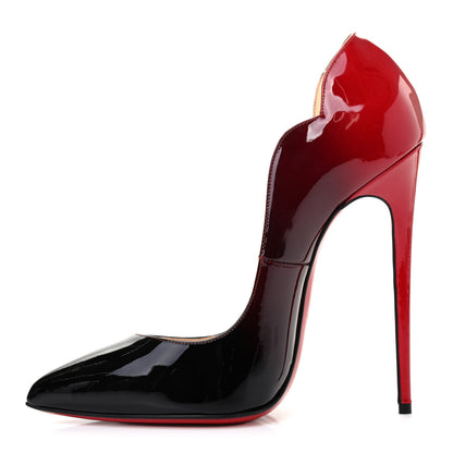 Christian Louboutin Patent Degrade Hot Chick 130 Pumps 38 Black Red 1 of 9