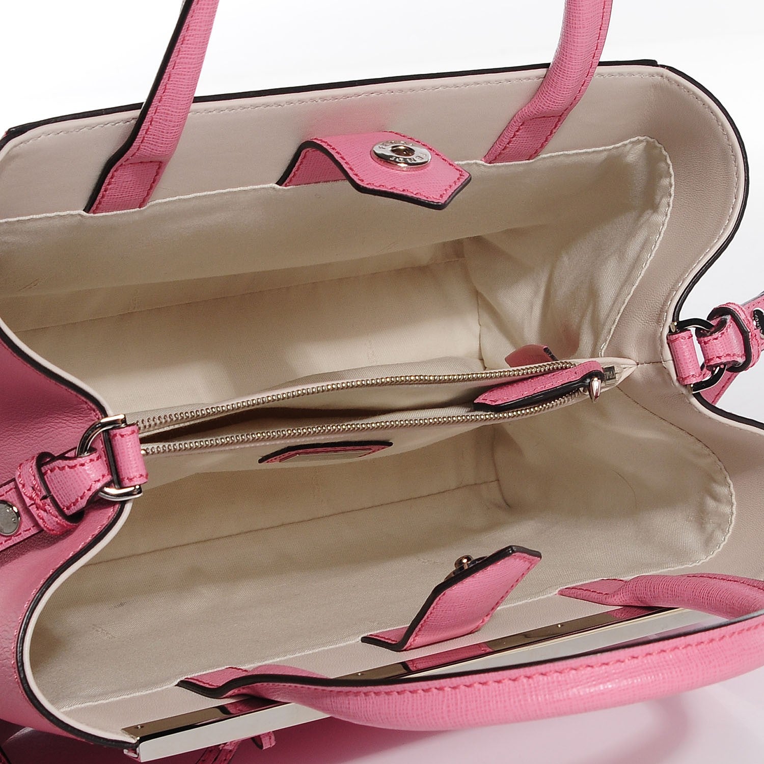Fendi Vitello Elite Flamingo Mink Monster Charm Petite 2Jours Tote Pink Multicolor 13 of 26