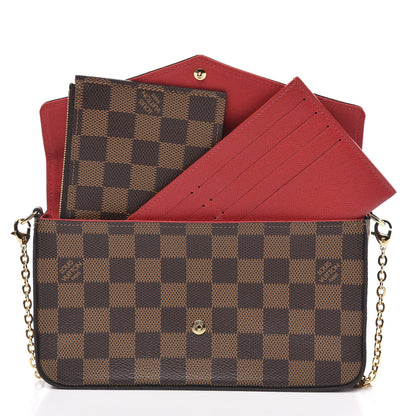 Louis Vuitton Damier Ebene Pochette Felicie Chain Wallet 3 of 11