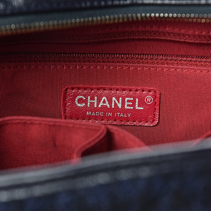 Chanel Tweed Calfskin Quilted Medium Gabrielle Hobo Black Blue 6 of 11