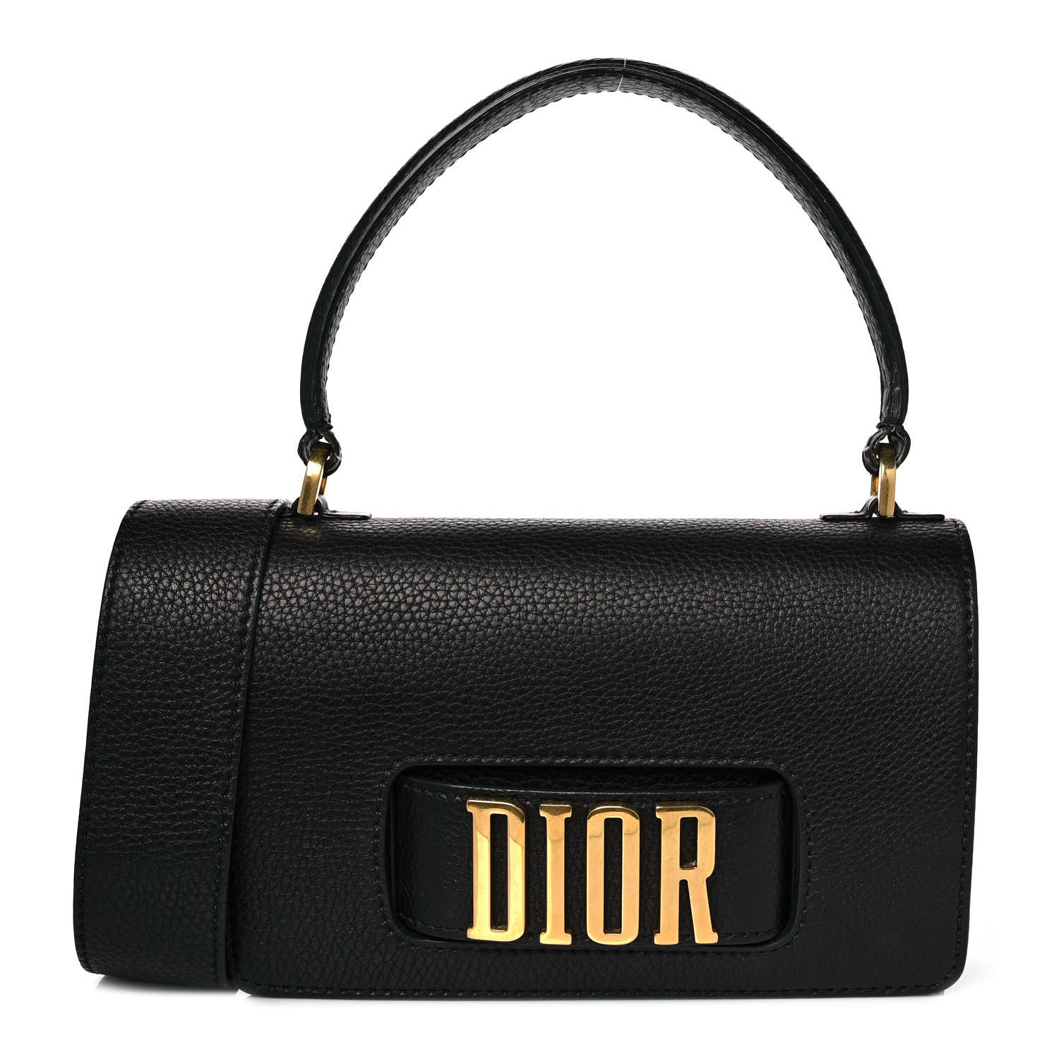 Christian Dior Grained Calfskin Dio(r)evolution Top Handle Flap Bag Black 1 of 9