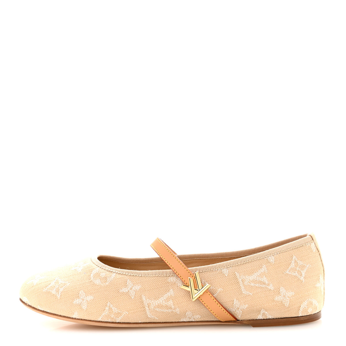 Louis Vuitton Denim Monogram Romy Flat Ballerinas 40 Greige 1 of 9