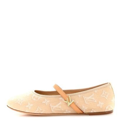 Louis Vuitton Denim Monogram Romy Flat Ballerinas 40 Greige 1 of 9