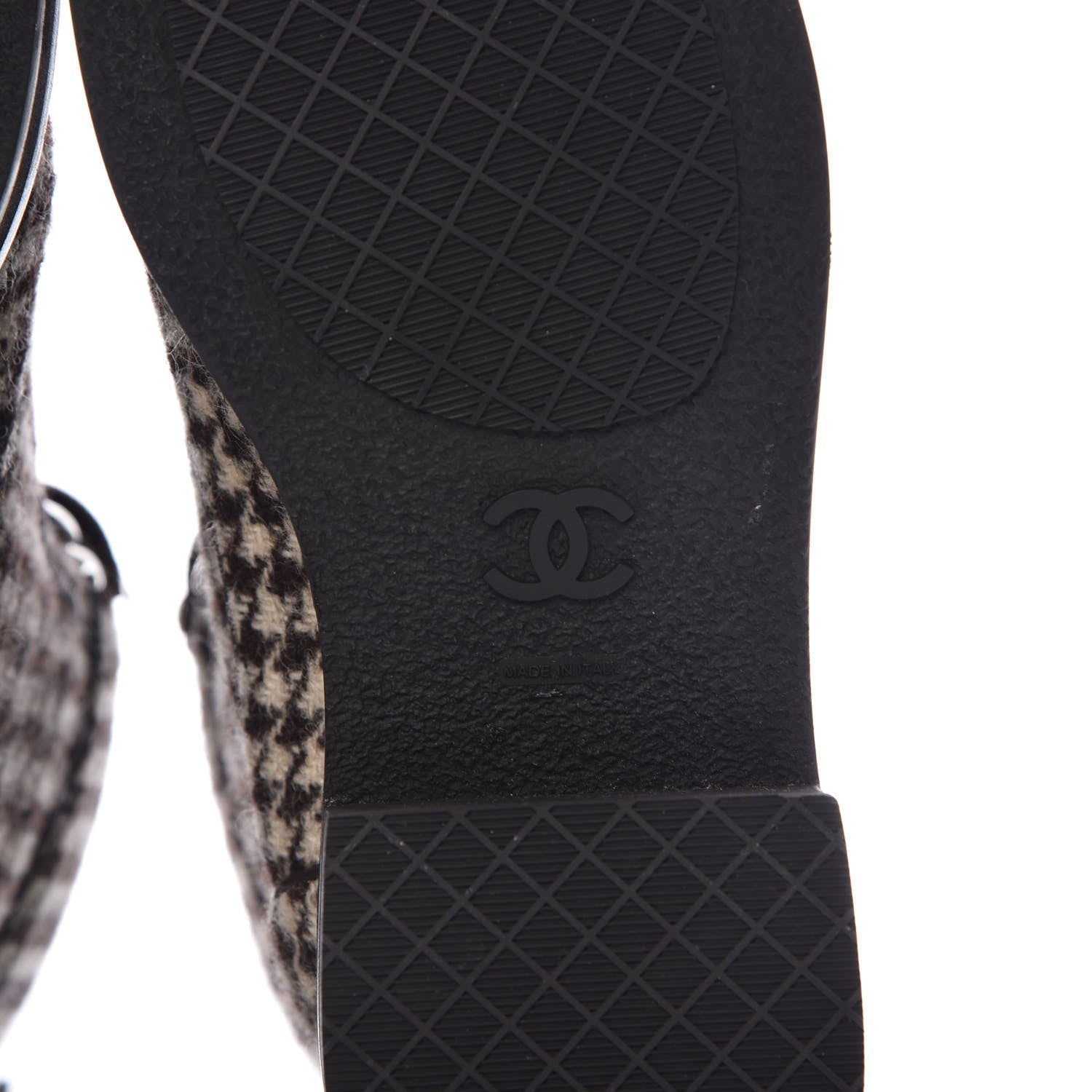 Chanel Tweed Lace Up Short Boots 37 Brown Beige 6 of 8