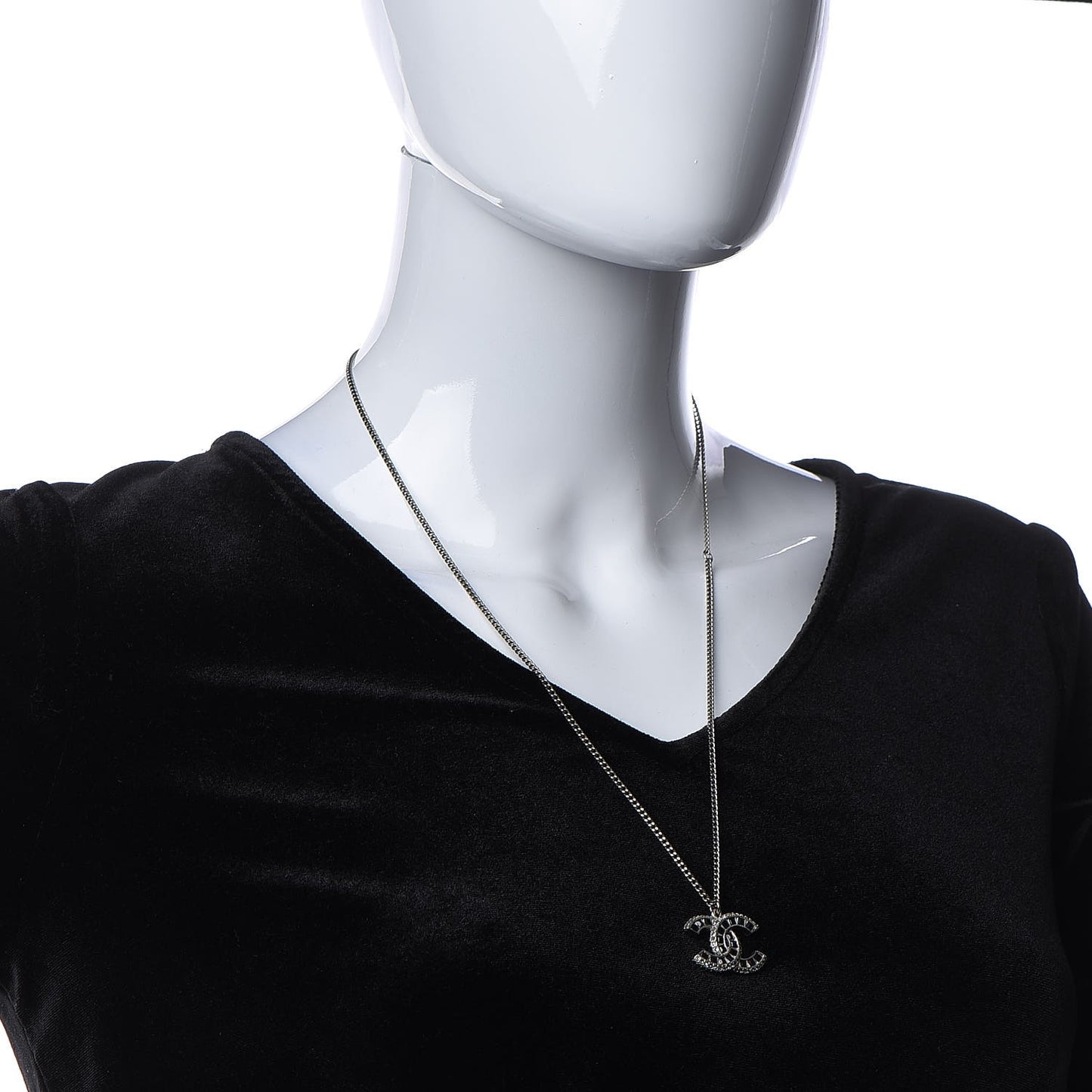Ruthenium Baguette Crystal CC Necklace Black