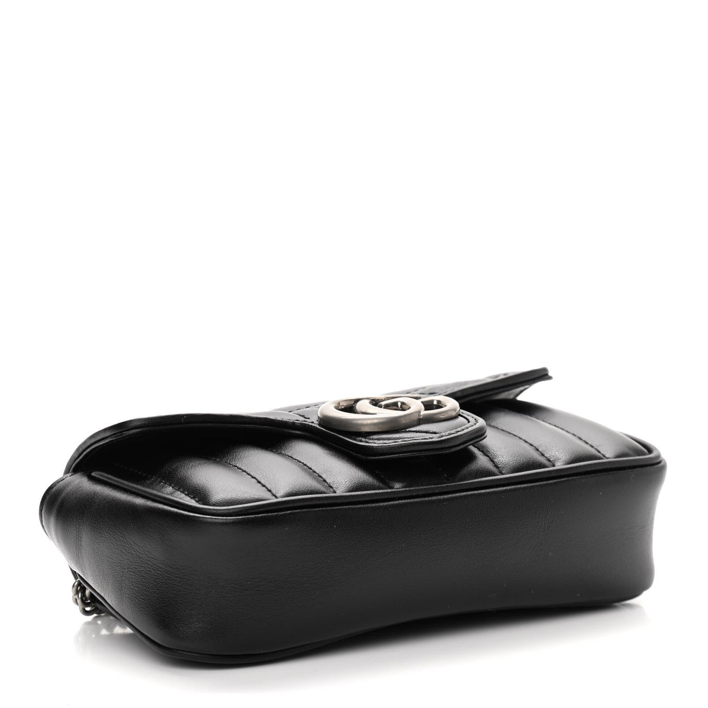 Calfskin Matelasse Aria Super Mini GG Marmont Shoulder Bag Black