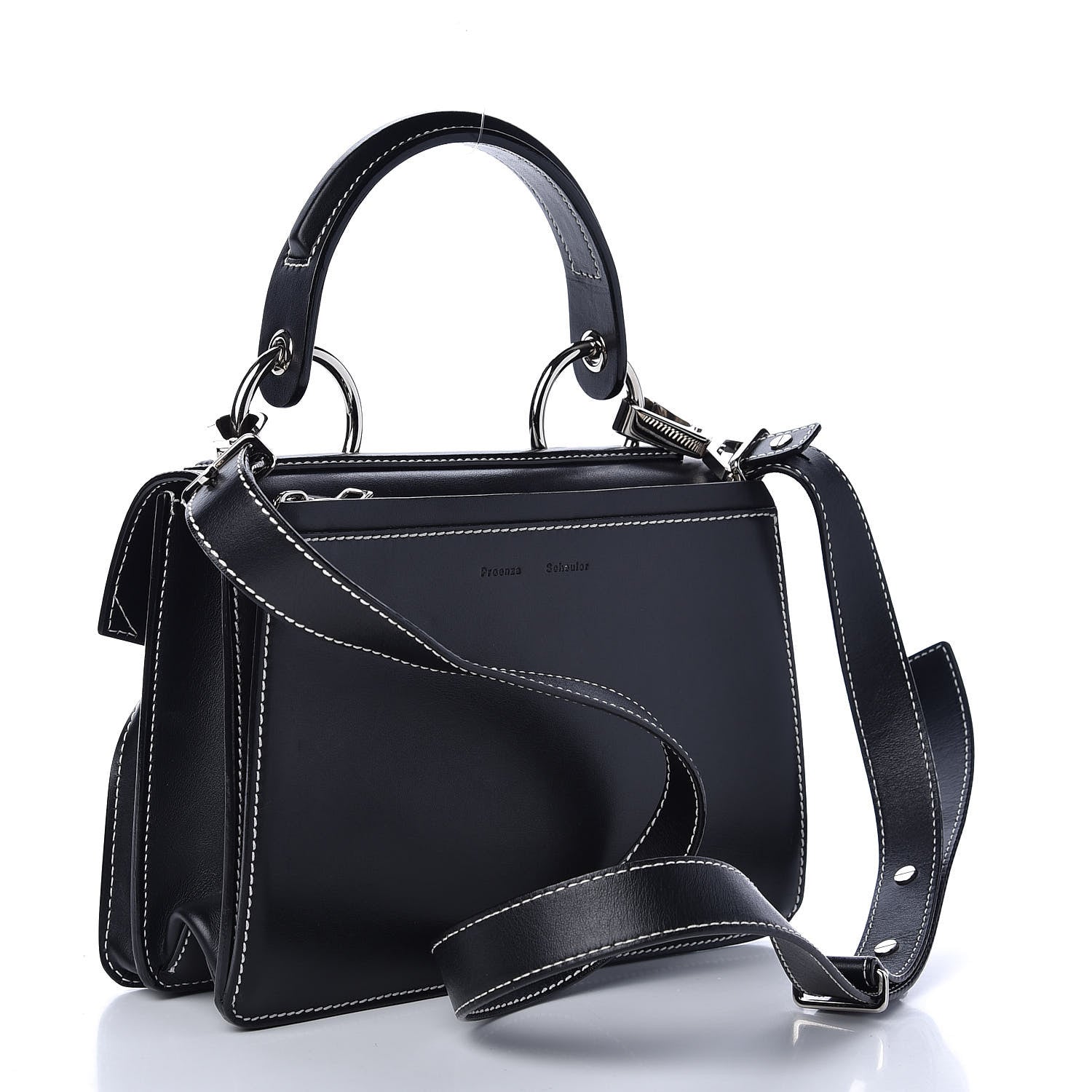 Proenza Schouler Smooth Calfskin Small Hava Top Handle Bag Black 3 of 11