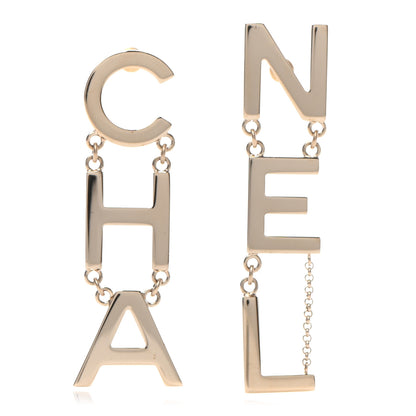 Chanel Metal Cha-Nel Logo Drop Earrings Gold 1 of 4