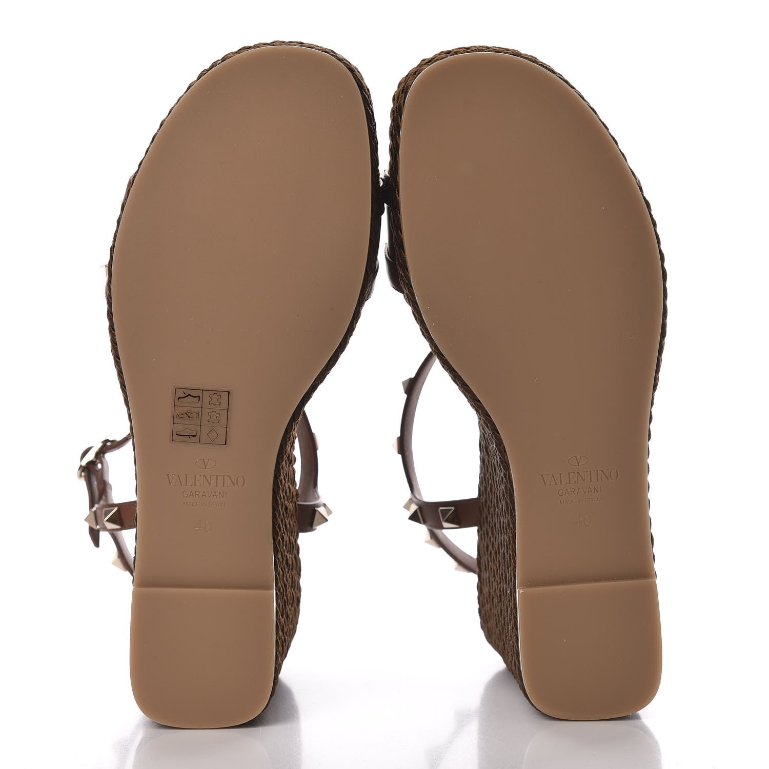 Valentino Garavani Calfskin Rockstud Torchon Espadrille 25/115mm Wedge Sandals 40 Cuoio 5 of 8