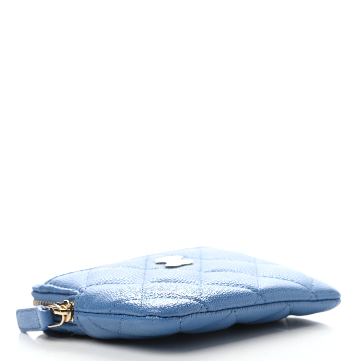 Chanel Caviar Quilted Zip Card Holder Wallet Blue 4 of 7