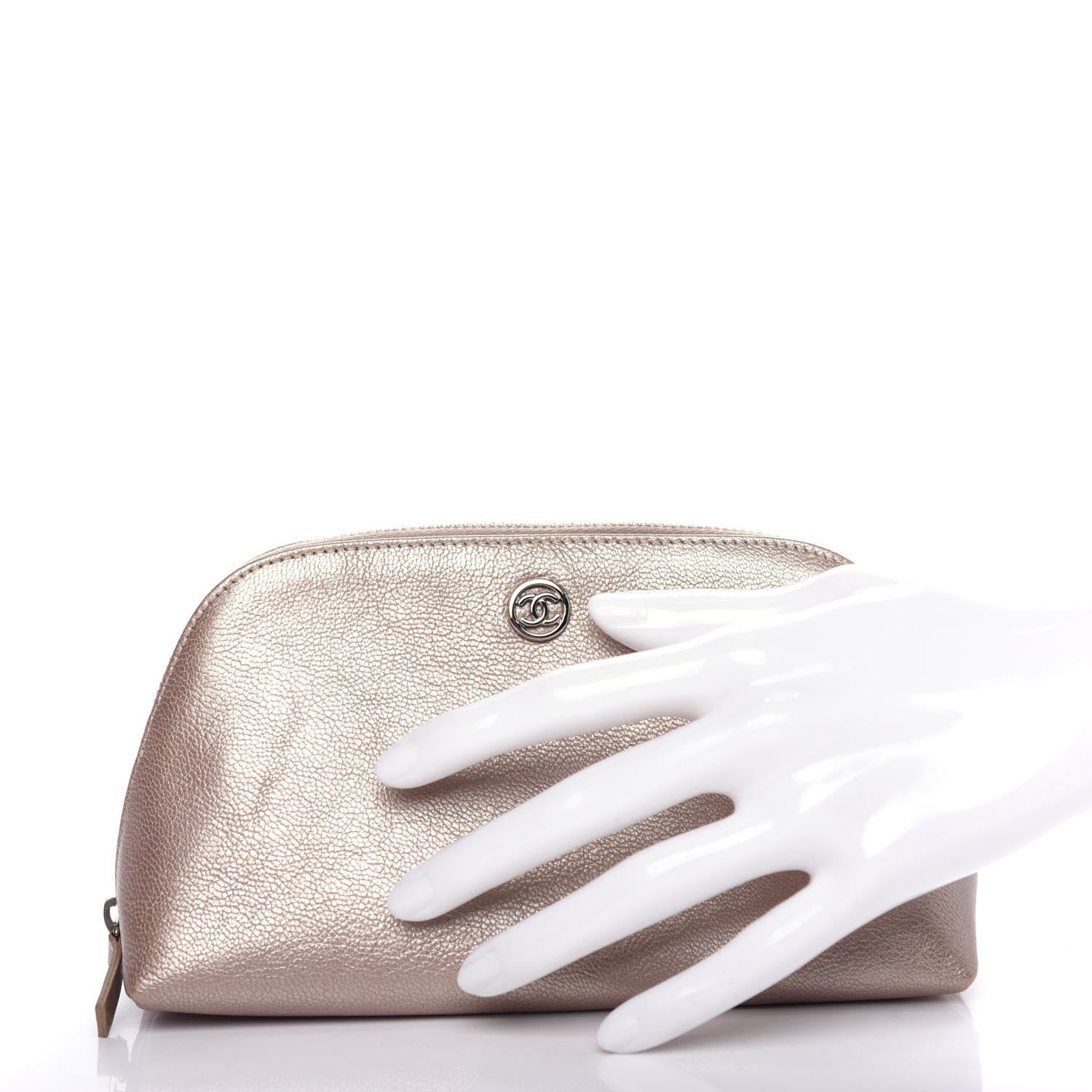 Chanel Metallic Goatskin Cosmetic Case Gold 2 of 7