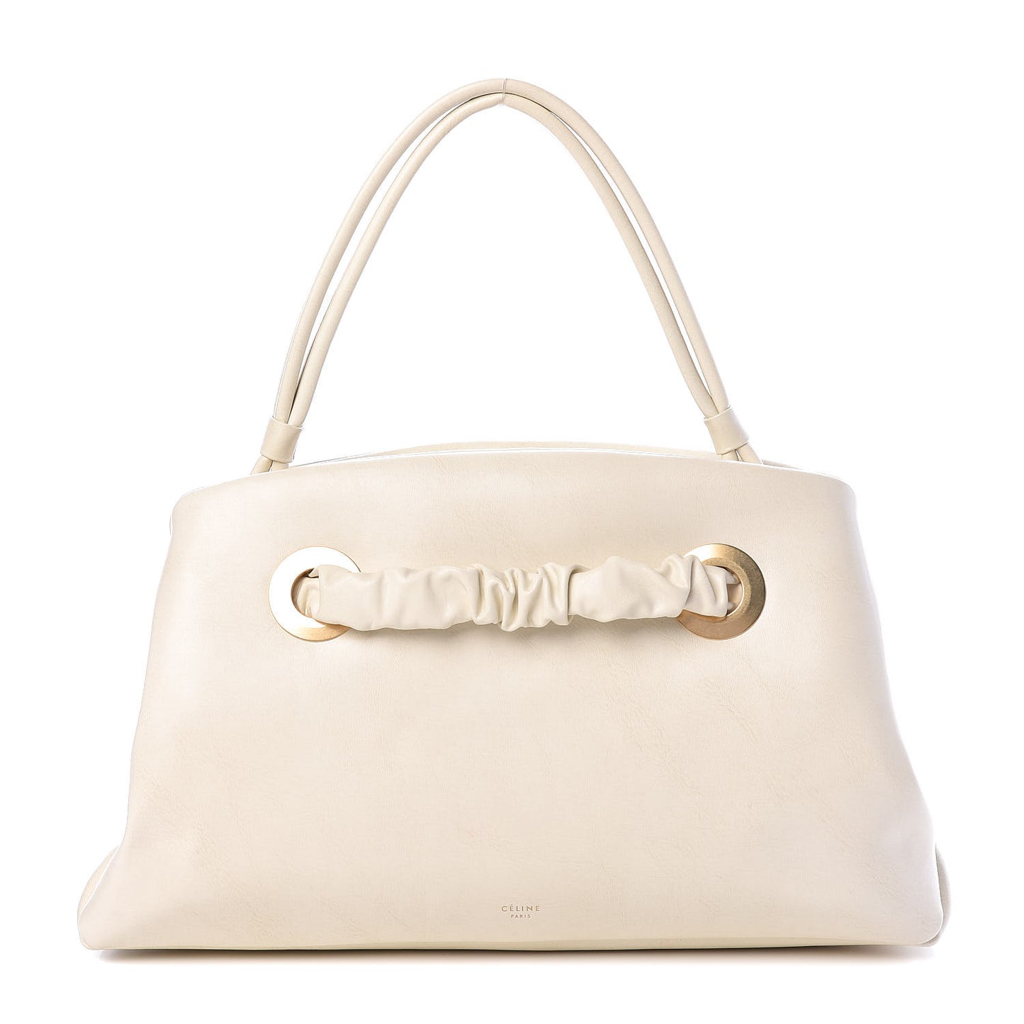 Smooth Calfskin Eyelet Small Top Handle Bag White
