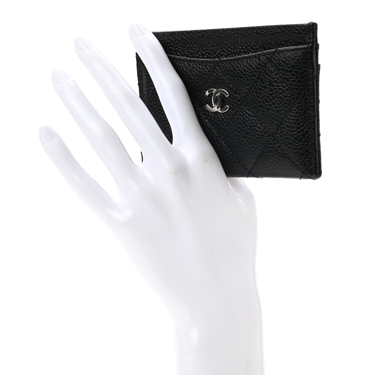 Caviar Quilted Card Holder Black