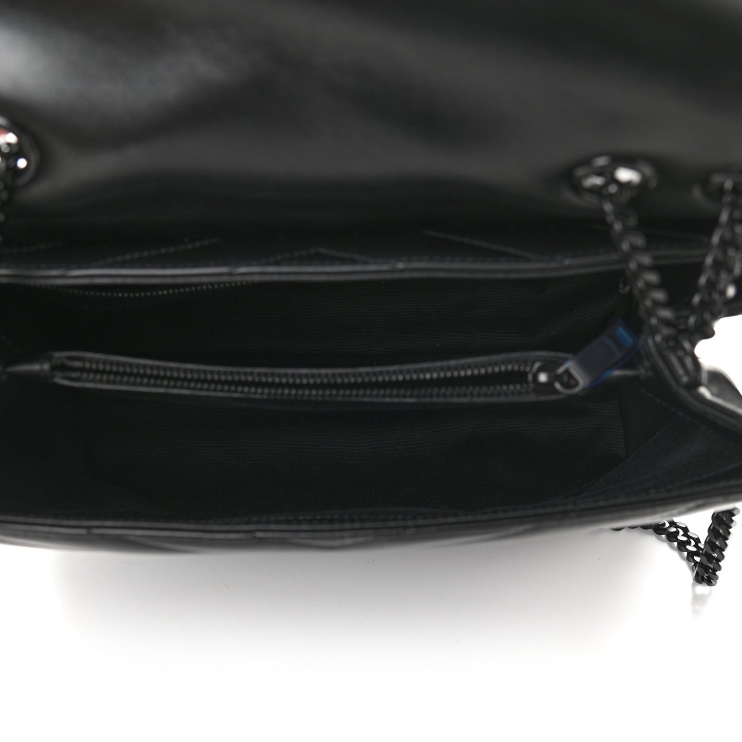 Calfskin Y Quilted Monogram Medium Loulou Chain Satchel Black