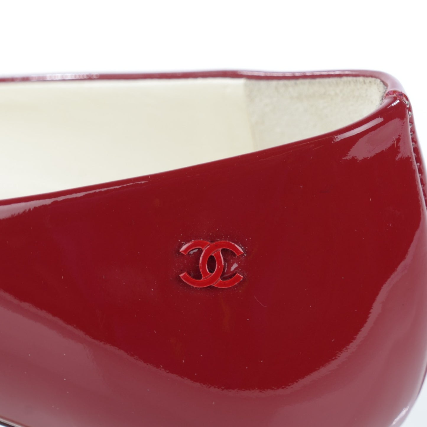 Patent Mirrored Peep Toe Flats 38 Red
