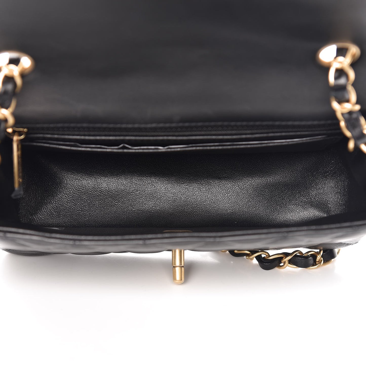 Lambskin Quilted Mini Rectangular Flap Black