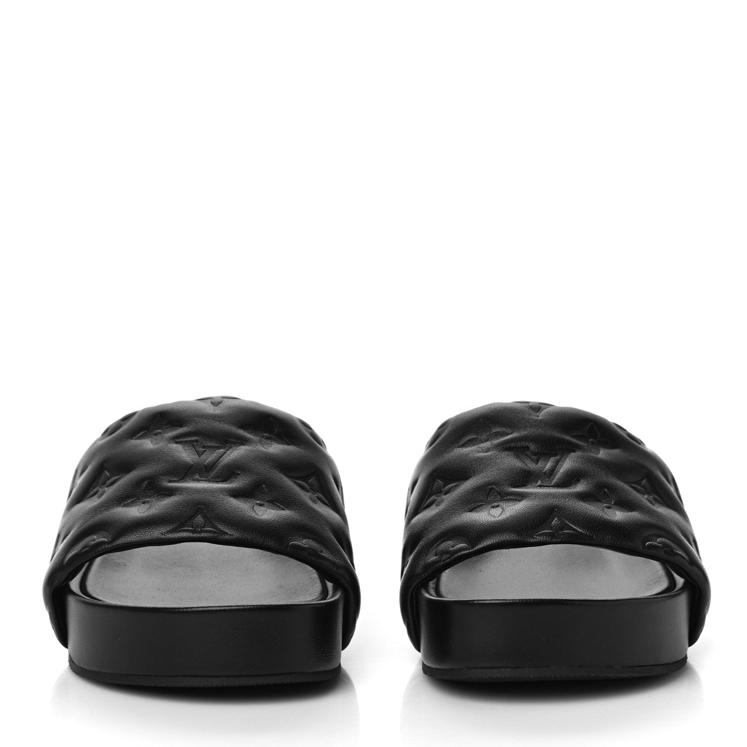 Louis Vuitton Lambskin Embossed Monogram Jumbo Flatform Mule Sandals 37 Black 2 of 10