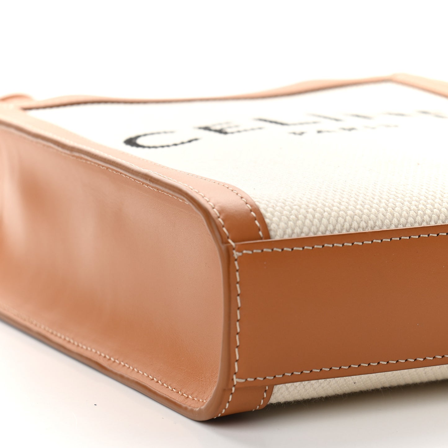 Canvas Calfskin Mini Vertical Cabas Natural Tan
