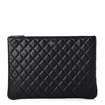 Chanel Iridescent Caviar Quilted Large Cosmetic Case Black 1 of 9