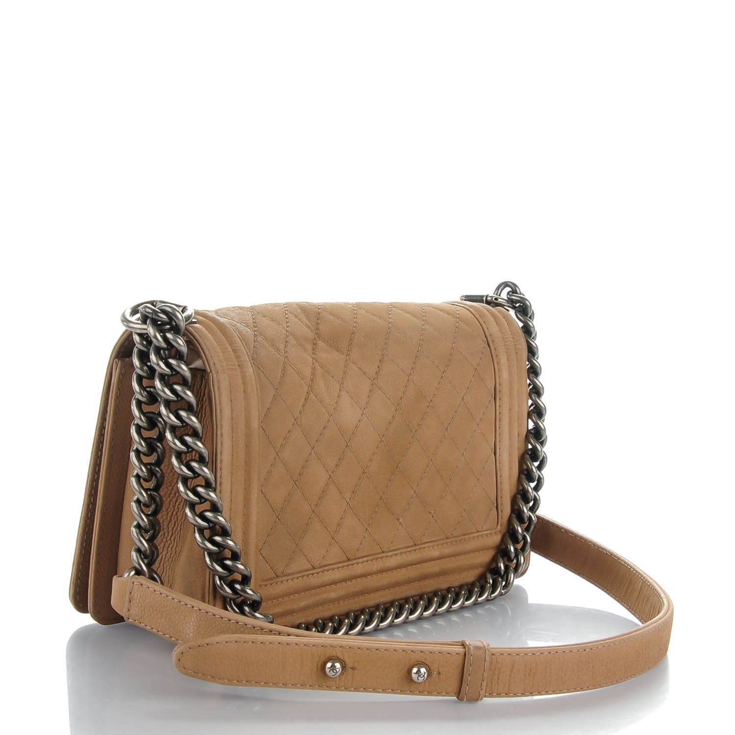 Chanel Iridescent Caviar Quilted Medium Boy Flap Beige 3 of 9