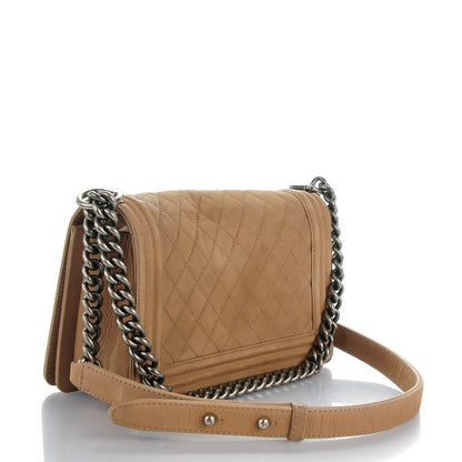 Chanel Iridescent Caviar Quilted Medium Boy Flap Beige 3 of 9