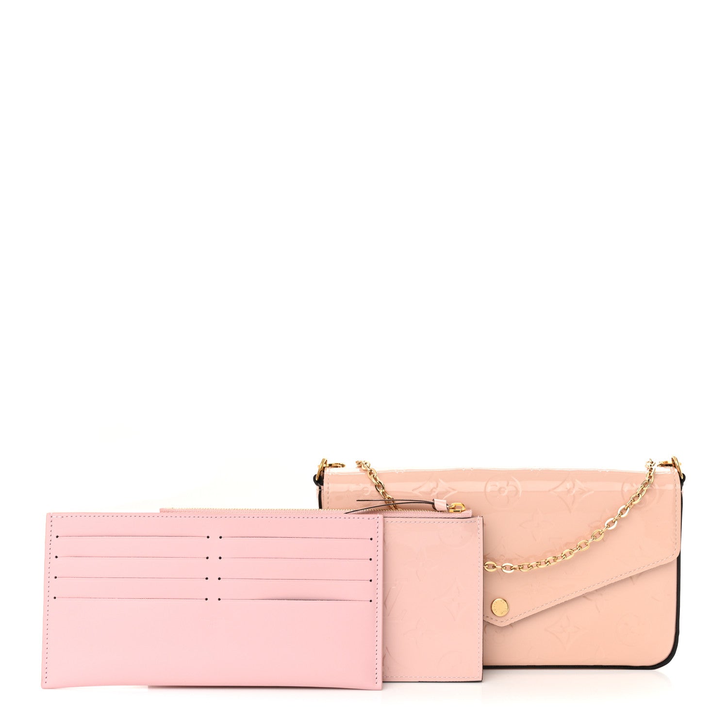 Louis Vuitton Vernis Felicie Chain Wallet Rose Ballerine 3 of 12