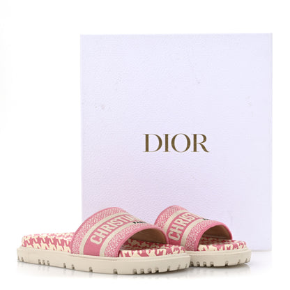 Christian Dior Micro PDP Cotton Houndstooth Embroidered Dway 10mm Slide Sandals 37.5 Peony 10 of 10