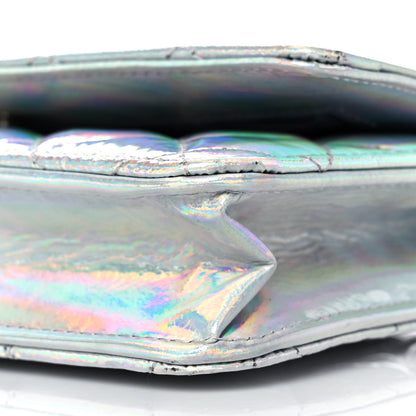 Chanel Iridescent Goatskin Quilted Wallet On Chain WOC Silver 10 of 11