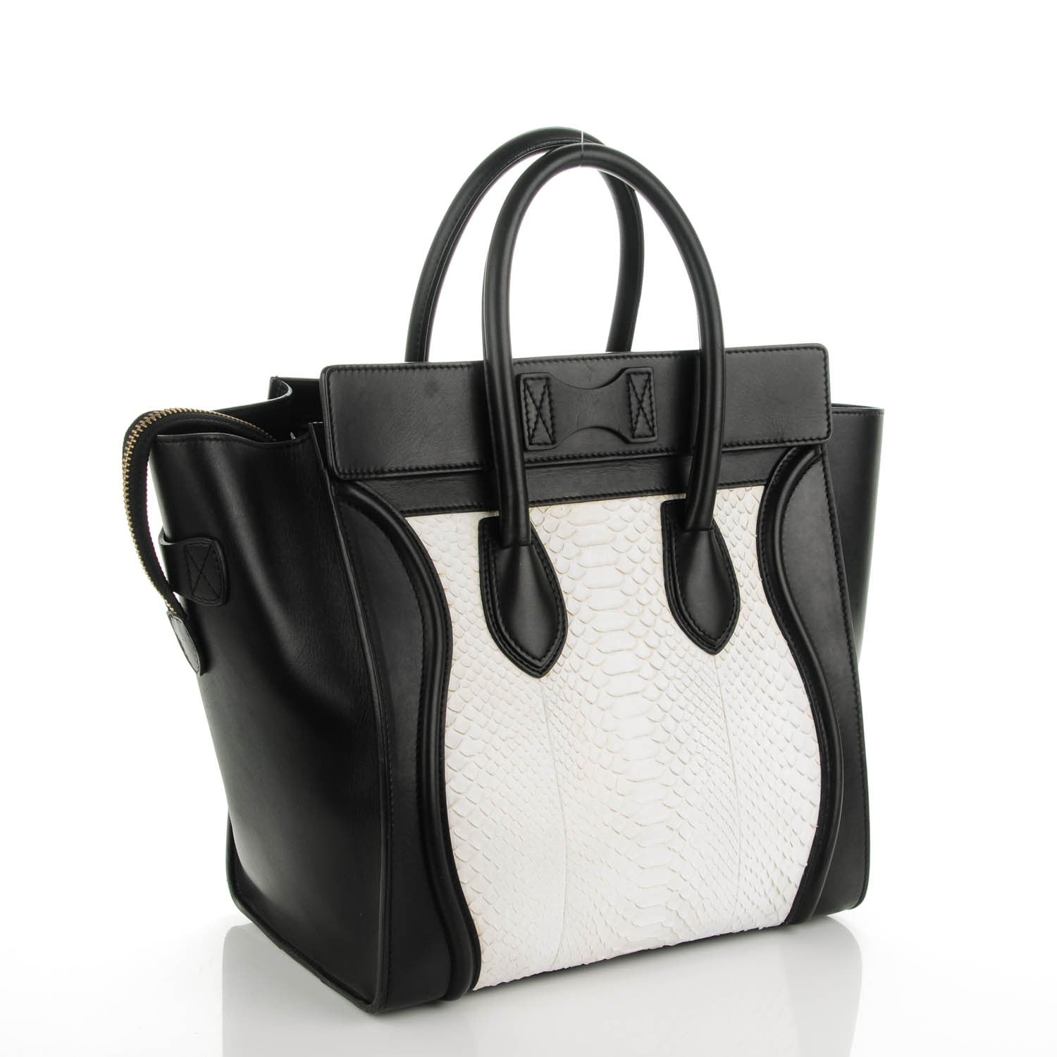 Celine Python Smooth Calfskin Mini Luggage Black White 3 of 7