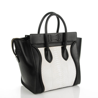 Celine Python Smooth Calfskin Mini Luggage Black White 3 of 7